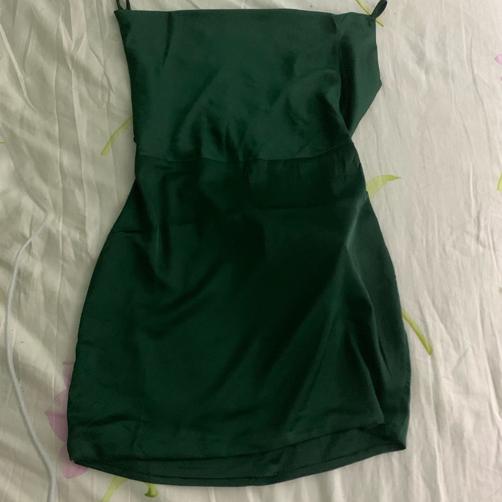Emerald Green Satin Dress